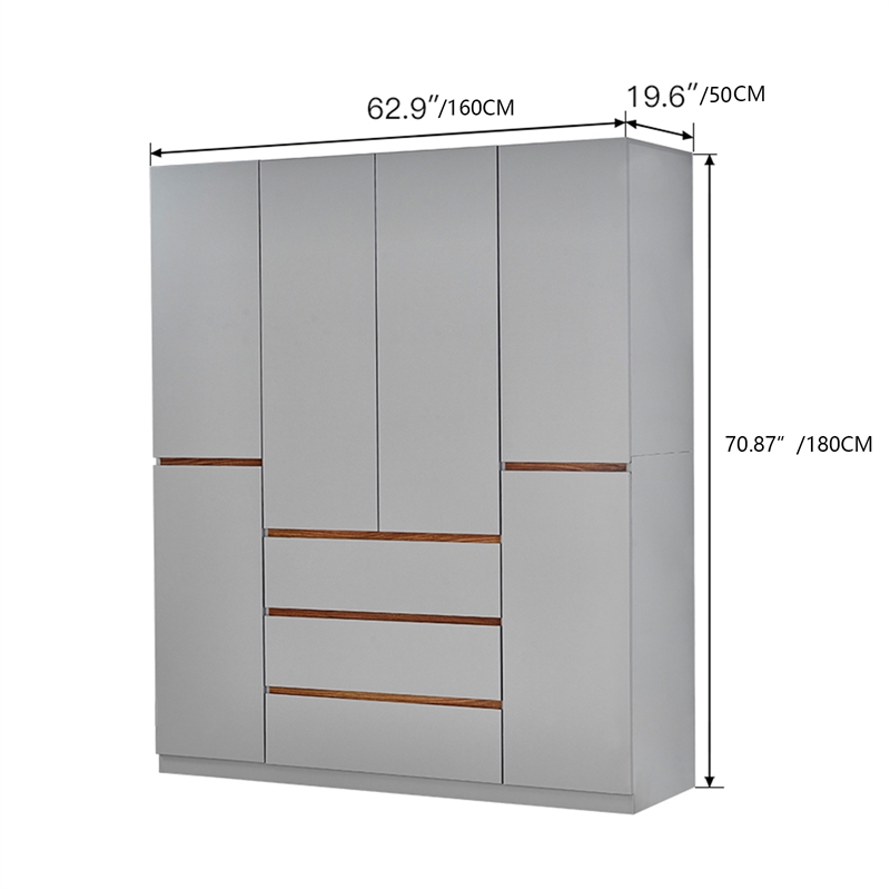 Wood Closet Wardrobe Closet with 4 Doors White Armoire Wardrobe for Bedroom