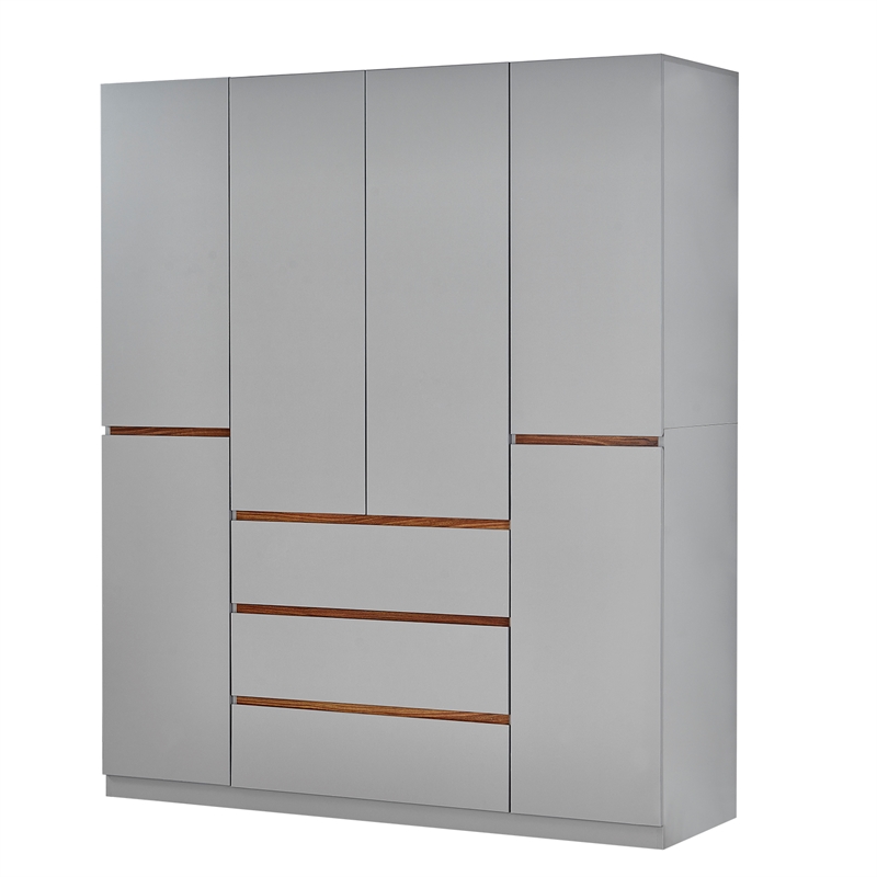 Wood Closet Wardrobe Closet with 4 Doors White Armoire Wardrobe for Bedroom