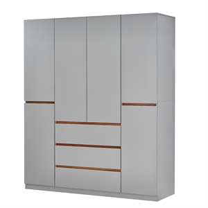 Wood Closet Wardrobe Closet with 4 Doors White Armoire Wardrobe for Bedroom