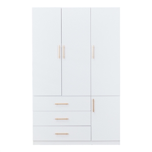 3 Doors Wood Morden White Closet Armoire Wardrobe Clothes Closet for Bedroom