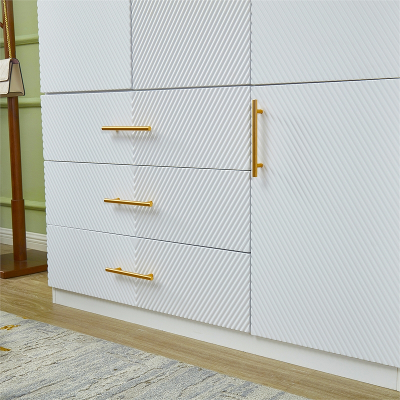3 Doors Wood Morden White Closet Armoire Wardrobe Clothes Closet for Bedroom