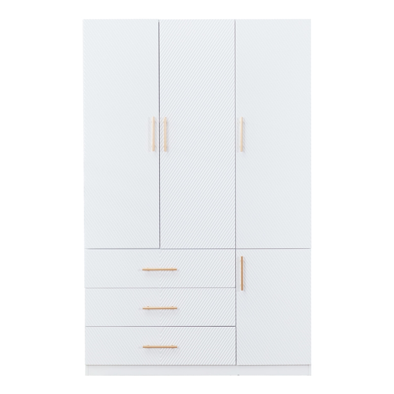 3 Doors Wood Morden White Closet Armoire Wardrobe Clothes Closet for Bedroom