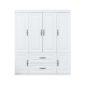 74&quot H  Wood Closet 4 Doors White Wooden Armoire Wardrobe Closet system