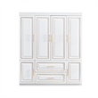 Tall 4 Doors Wood Wardrobe Closet 2 Drawers White Closet Armoire Wardrobe