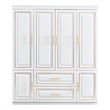 Tall 4 Doors Wood Wardrobe Closet 2 Drawers White Closet Armoire Wardrobe