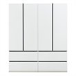 Tall 4 Doors White Wood Wardrobe Closet Armoire for Bedroom