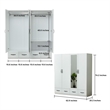 Modern White Mirror Wardrobe Closet shelves 4 Doors Wood Freestanding Armoire
