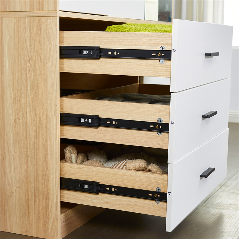 Armoire Wardrobe Closet 4 Doors Modern White Wood Bedroom Closet Freestanding