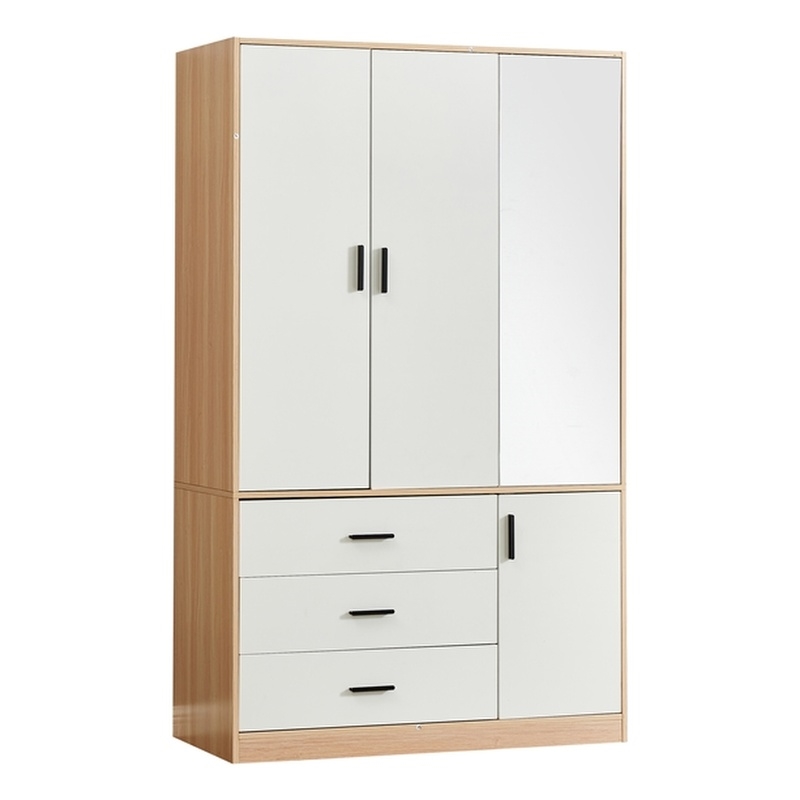 Armoire Wardrobe Closet 4 Doors Modern White Wood Bedroom Closet Freestanding