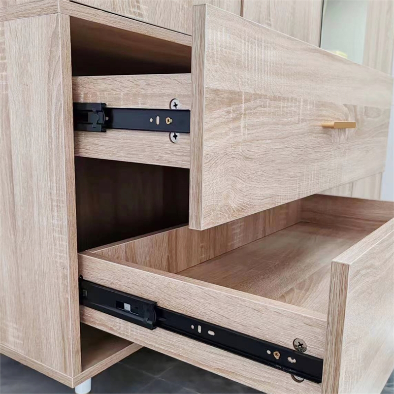 4 Door Armoire Wardrobe Wood Armoires Wardrobe with 2 Drawers 5 Shelves Oak