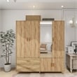 4 Door Armoire Wardrobe Wood Armoires Wardrobe with 2 Drawers 5 Shelves Oak