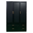 3 Doors Wood Armoire Wardrobe Closet organizer System with 4 Drawers in Black