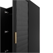 4 Doors Wood Armoire Wardrobe Closet with mirror Closet Organizer 4 Drawer Black
