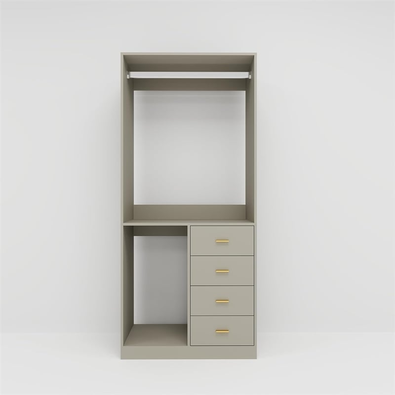 Closet Walk-in Closet Kit 6 Closet System Drawers Shelves 2 Hanging Rods Clothes