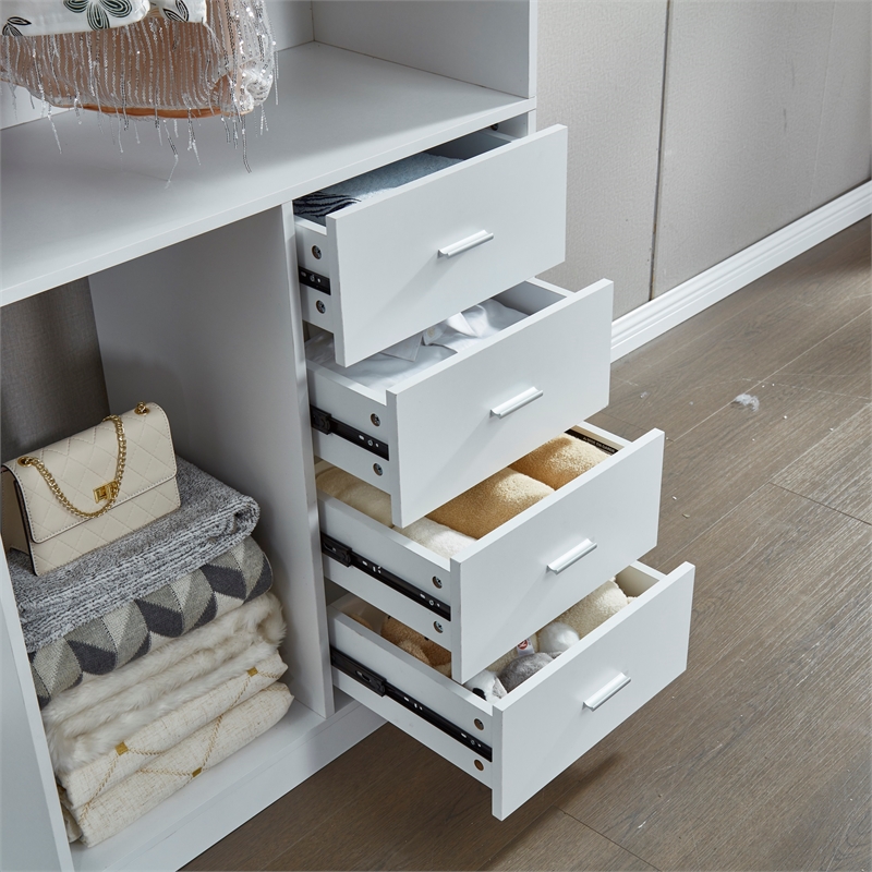 Walk-in Closet Systems with 8 Drawers and Shelves Clothes Storage Closet