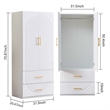 2 Door White Armoire Wardrobe Closet Wood Closet organize With Hanging Rod