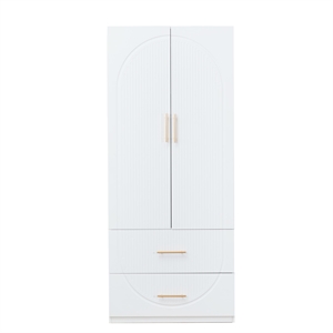 2 Door White Armoire Wardrobe Closet Wood Closet organize With Hanging Rod