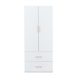 2 Door White Armoire Wardrobe Closet Wood Closet organize With Hanging Rod
