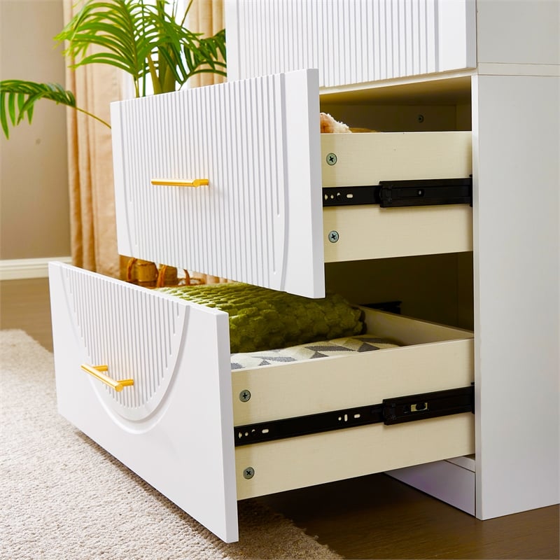 2 Door White Armoire Wardrobe Closet Wood Closet organize With Hanging Rod