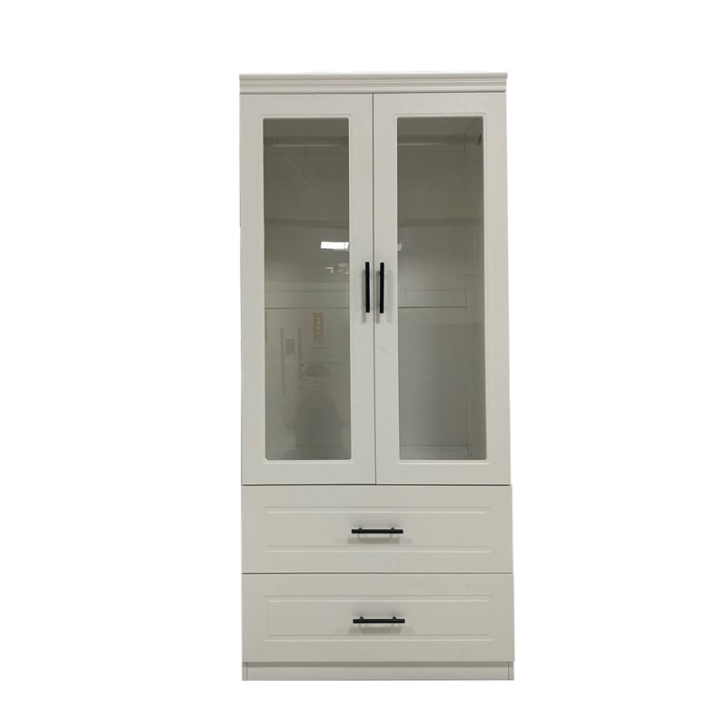 2 Doors Wood Armoire Wardrobe Closet Cabinet with Drawers for Bedroom White