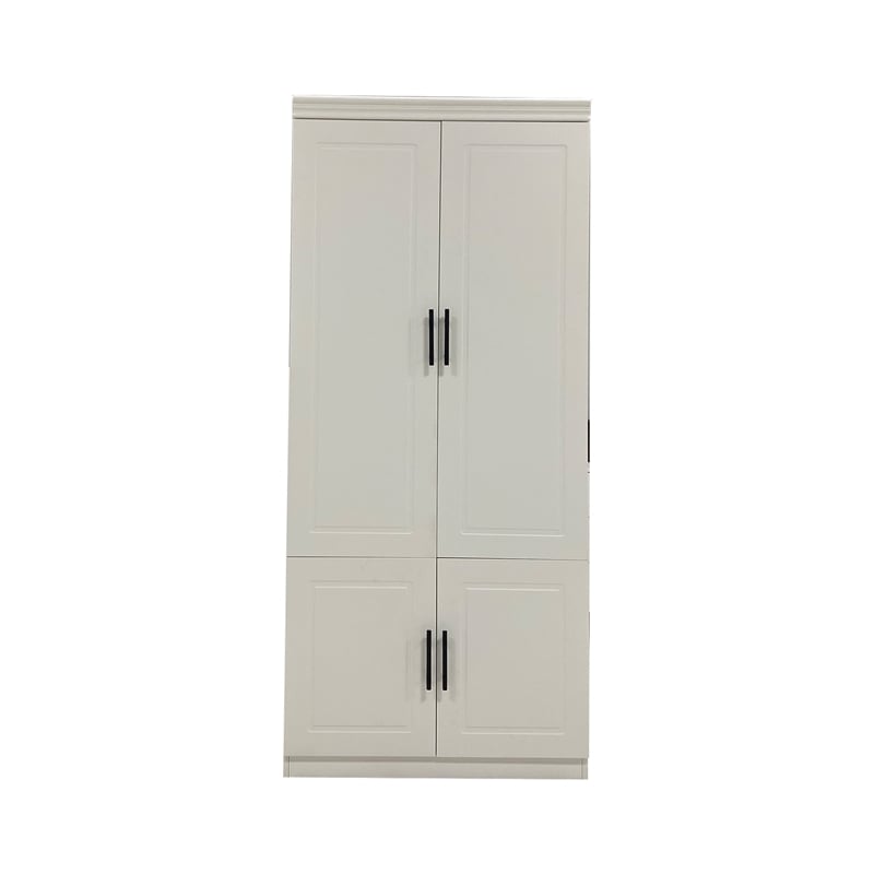 2 Doors White Wardrobe Closet Bedroom Armoires with Wood Closet organize