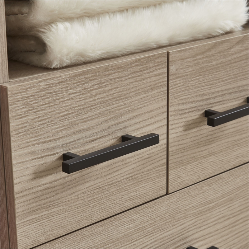Wood Closet Organizer System with 3 Shelf Towers Closet System 4 Drawers Oak