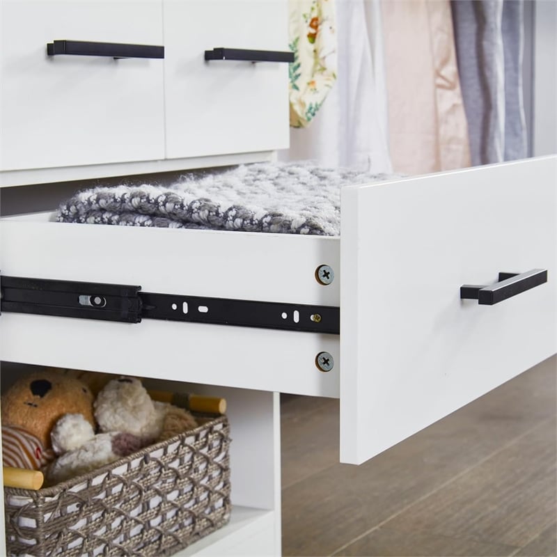 Wood Closet Organizer System with 3 Shelf Towers Closet System White