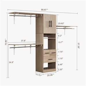 Closet Organizer System with 3Shelf Towers Wood Closet System with 3 Drawers Oak