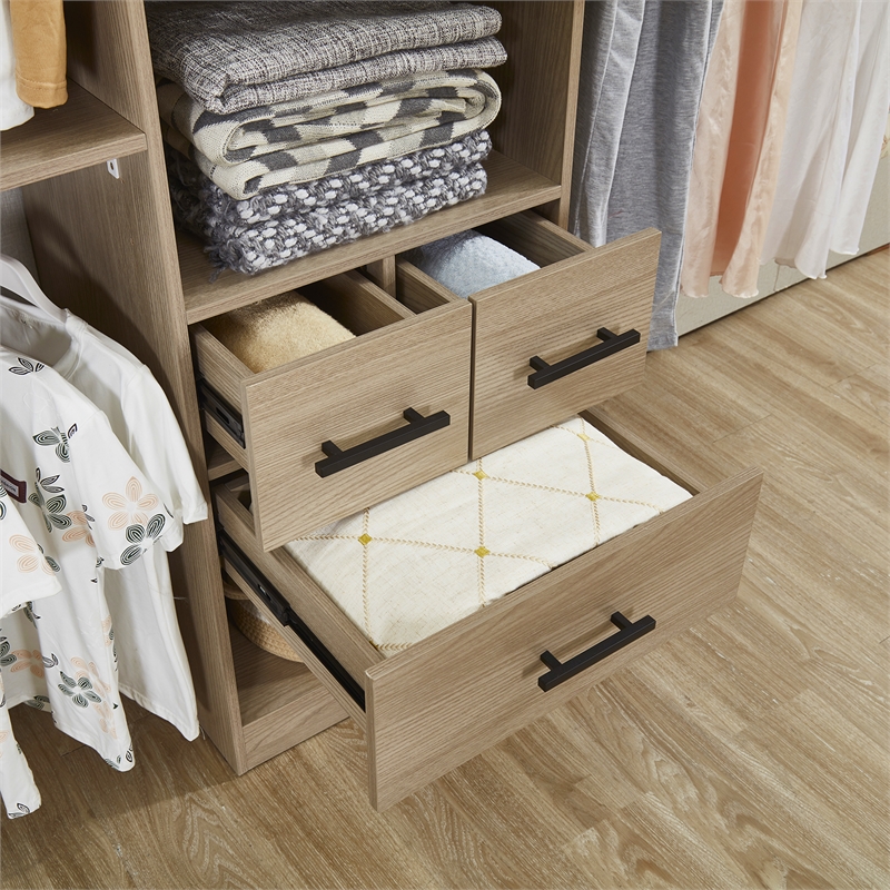 Closet Organizer System with 3Shelf Towers Wood Closet System with 3 Drawers Oak