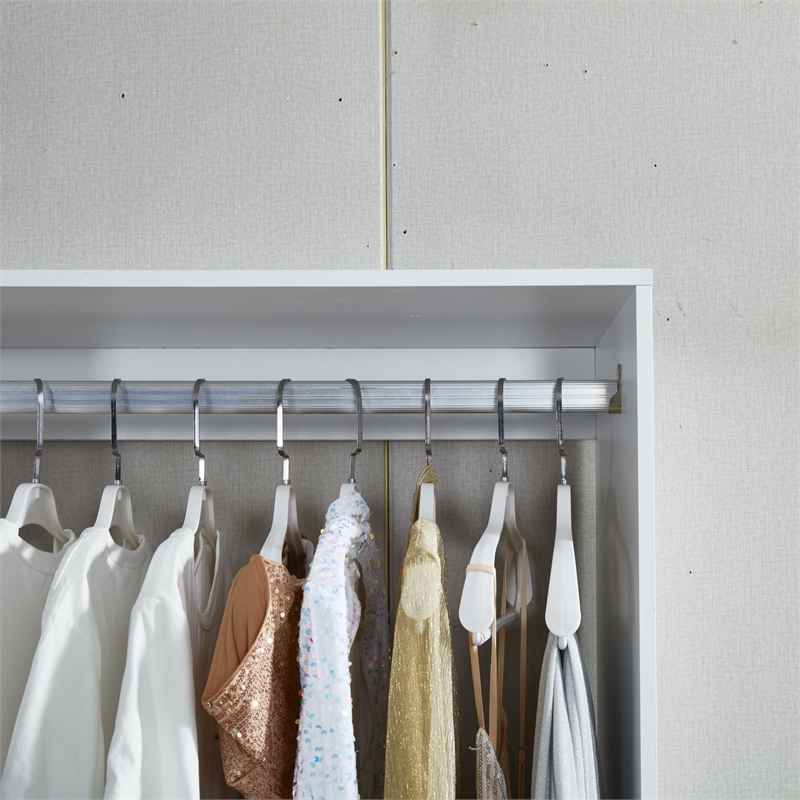 White Wood Wardrobe Closet Organizer System with Closet Drawers Closet System