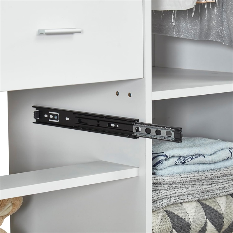 White Wood Wardrobe Closet Organizer System with Closet Drawers Closet System