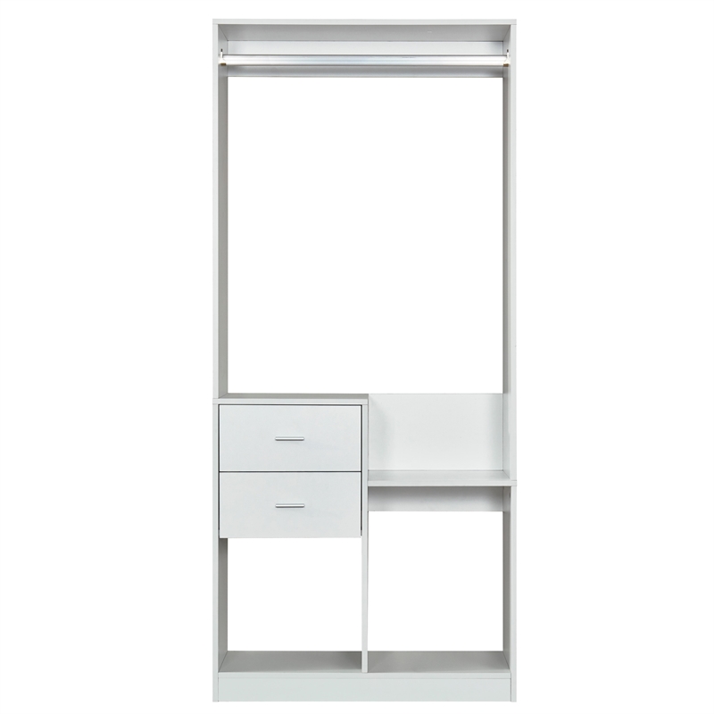 White Wood Wardrobe Closet Organizer System with Closet Drawers Closet System