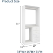 White Wooden Closet Organizer Clothes System with 4 drawers Wall Mounted