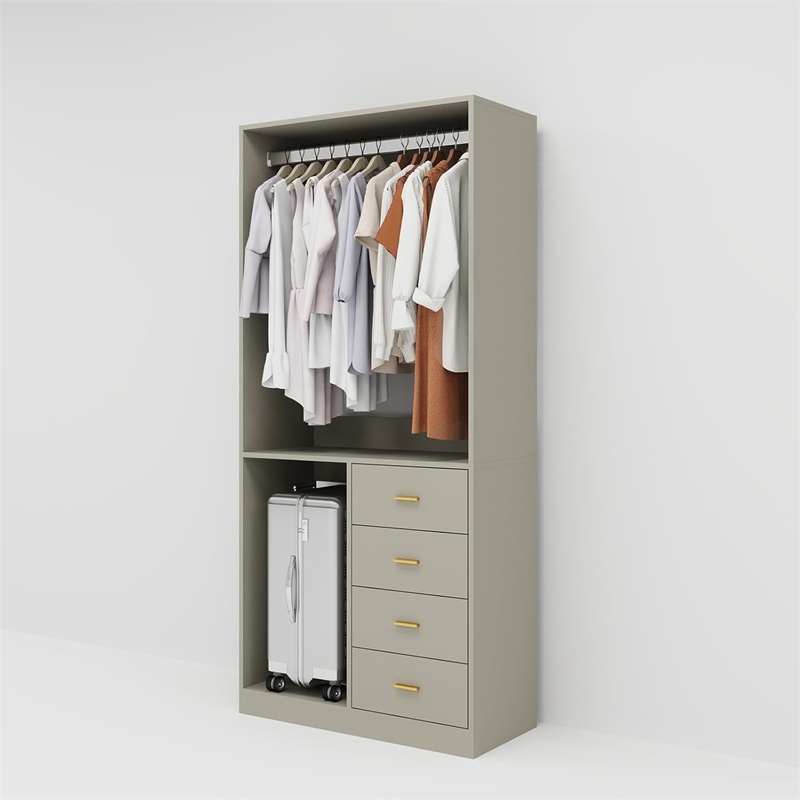 Gray Wood Closet System with Closet Shelves Wall Mounted Closet Organizer System