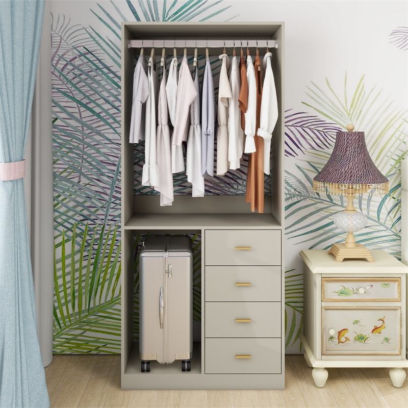 Gray Wood Closet System with Closet Shelves Wall Mounted Closet Organizer System