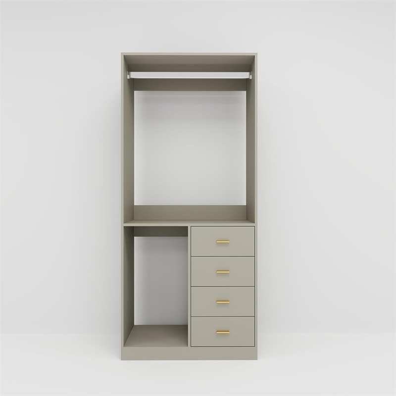 Gray Wood Closet System with Closet Shelves Wall Mounted Closet Organizer System