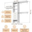 Wood Closet System with 3 Drawers White Built-in Closet Organizer for Bedroom