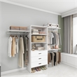 Wood Closet System with 3 Drawers White Built-in Closet Organizer for Bedroom
