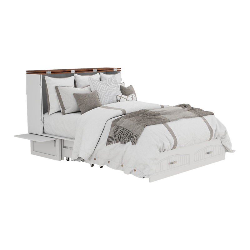 Livelylodge Queen Wood Murphy Bed Cabinet with Built-in Charger White