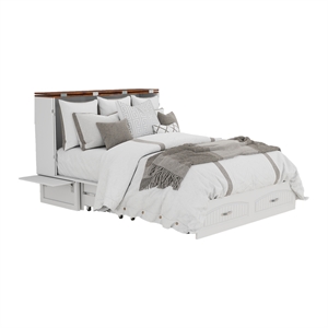 Livelylodge Queen Wood Murphy Bed Cabinet with Built-in Charger White