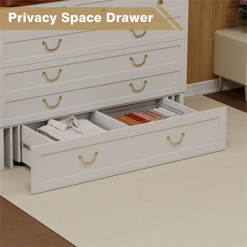 Livelylodge Queen Wood Murphy Bed whit Chest with Built-in Charger white