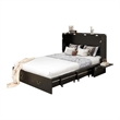 Livelylodge Queen Wood Murphy Bed with Drawers Charging Station Black