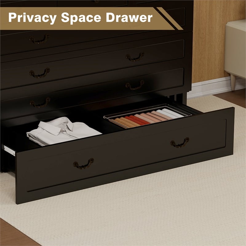 Livelylodge Queen Wood Murphy Bed with Drawers Charging Station Black