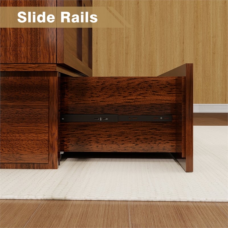 Livelylodge Teak Color Solid Wood Murphy Cabinet Bed with Drawers Space-Saving