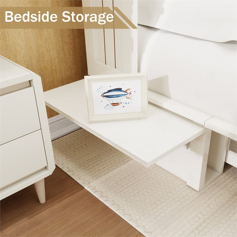 Livelylodge Wood Cabinet Murphy Bed Storage Space Drawer for Guest Room White