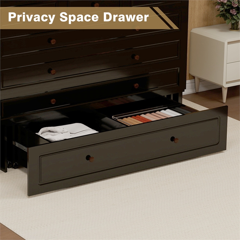 Livelylodge Wood Cabinet Murphy Bed Storage Space Drawer for Guest Room Black