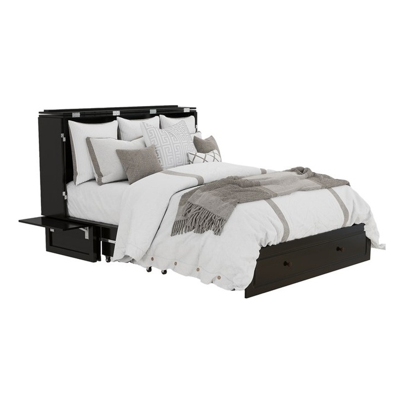 Livelylodge Wood Cabinet Murphy Bed Storage Space Drawer for Guest Room Black