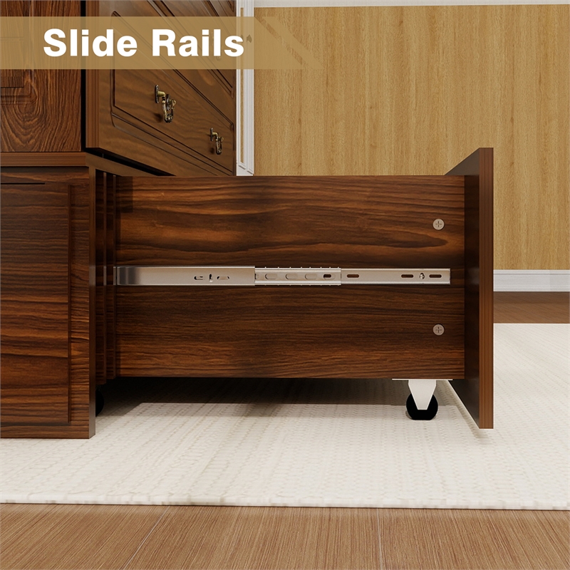 Livelylodge Wood Murphy Cabinet Bed with Drawers SpaceSaving Antique Brass Color