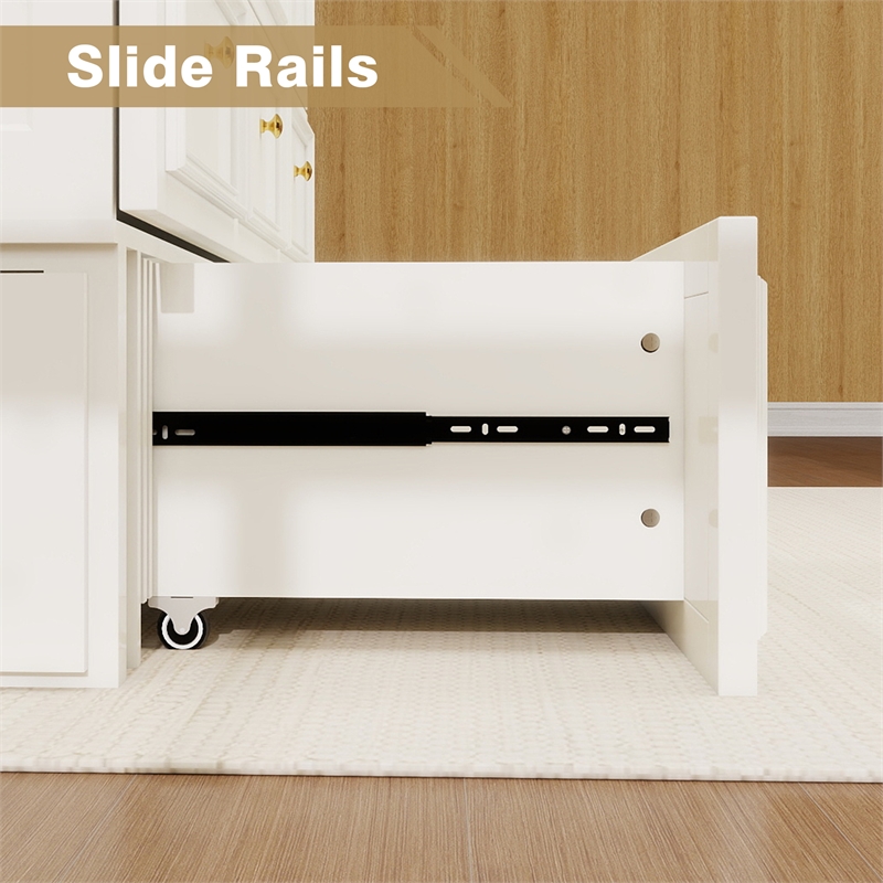 Livelylodge Solid Wood Murphy Bed with Drawers 2 USB&Charging Ports White Color