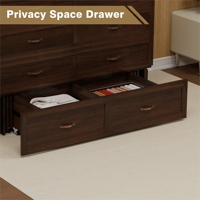 Livelylodge Solid Wood Murphy Bed Cabinet Storage Drawer Brownish Yellow Color